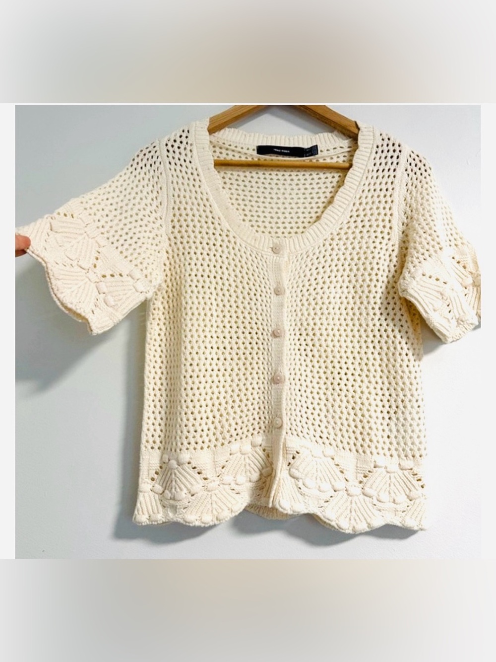 Vero Moda Cream Textured Knit Cardigan Women’s Medium Boho Hippie